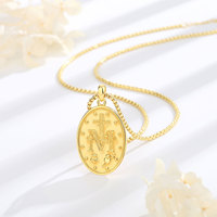 Merryshine Croix Personnalisée en Argent Sterling 925 Médaille Miraculeuse Amulette Scapulaires Bijoux Catholiques Collier Vierge Marie