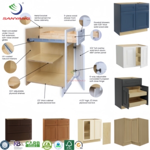 Armoires de cuisine bon marché prêtes à monter Mobilier de maison contemporain contreplaqué Armoires de cuisine RTA Ensemble vert