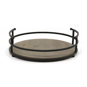 Bandeja Decorativa y de Servicio de Madera y Hierro al por Mayor con Asas de Hierro y Recubrimiento Negro para Decoración de Mesa, Artesanía Metálica - Product Image 6