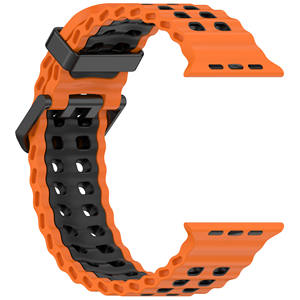 Transpirable Tuo Color Sport Silicone Metal <span class=keywords><strong>Watch</strong></span> Band Correa para <span class=keywords><strong>Apple</strong></span> <span class=keywords><strong>Watch</strong></span> Ultra 2 10 9 8 IWatch 42mm 44mm 45mm 46mm 49mm - Product Image 4