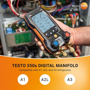 Testo 550s Manifold Gauge Set With Temperature <b>Clamps</b> For HVAC Refrigeration - Product Image 4