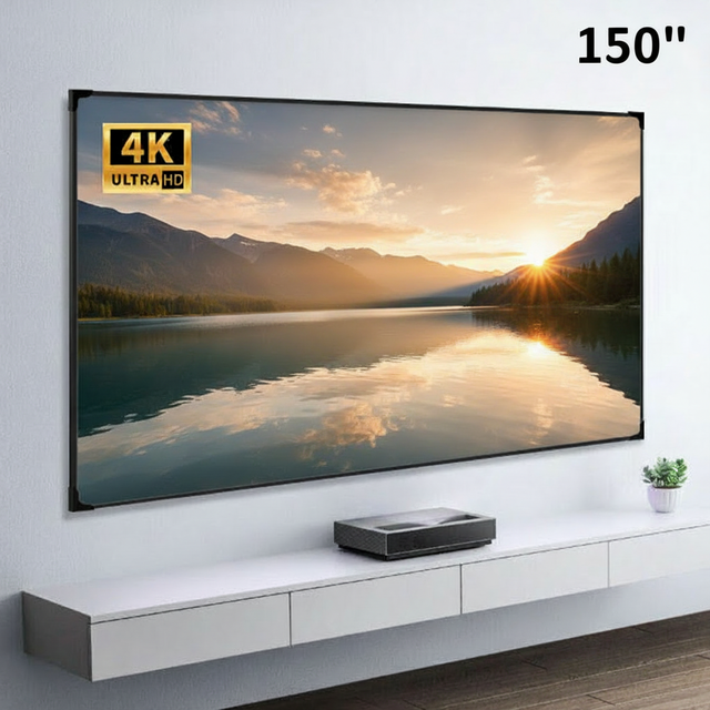 HEYU Aura Series 150 Inch New Fresnel ALR Projection Screen for Ultra Short Throw Laser Projector Fixed Frame Screen 16:9 8K UHD