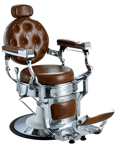 Silla reclinable de peluquero marrón resistente, marco de silla galvanizada de cuero, silla de estilo de peluquería de aluminio - Product Image 2