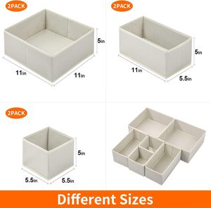 Organisateur de vêtements personnalisé épais beige, lot de 12, multifonctionnel, durable, pliable, pour sous-vêtements et tiroirs de rangement - Product Image 3