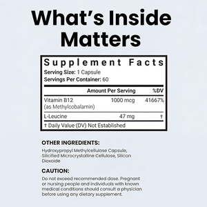 Capsules de Vitamine B12 Végétaliennes 1000mcg Méthylcobalamine pour l'Énergie et le Soutien Cérébral, Disponibles en OEM/ODM, Testées par des tiers - Product Image 6