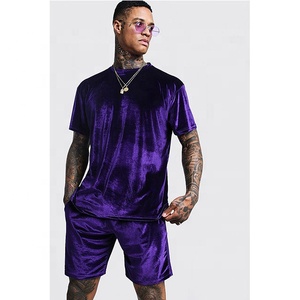 High Quality Men <b>Velvet</b> T-Shirt & Shorts Set Two-Piece Twin Set Track Suits Maternity Lightweight Reversible - Product Image 4