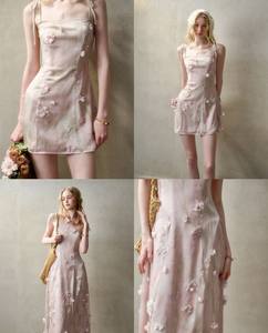 Falda Larga o Corta Romántica Estilo Vintage con Estampado de Flores de Cerezo Rosa, Personalizable, de Poliéster, Cintura Alta, Dos Usos - Product Image 2