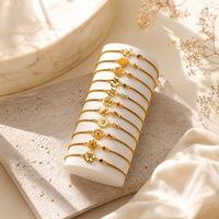 Bracelet en Acier Inoxydable 316L avec Motif Botanique Doré Fin, Douze Motifs, Pierres Centrales et Latérales, Bijou Pierre de Naissance