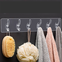 Crochet mural adhésif Double face pour rangement de finition murale, crochet de revêtement Transparent pour vêtements en plastique PVC 42g