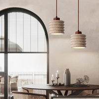 Suspension médiévale en travertin Wabi Sabi, luminaire suspendu en pierre jaune, réglable pour salle à manger, hôtel, villa
