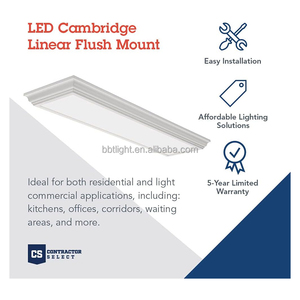 Cambridge Oak langit-langit LED 4 kaki persegi lampu dapur Linear Flush Mount langit-langit 4100K putih dingin 35 watt IP44 ruang tamu - Product Image 4