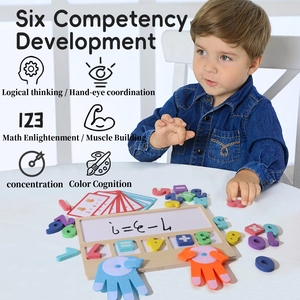 2in1 toán học hỗ trợ giảng dạy Montessori giáo dục đồ chơi bằng gỗ ngón tay đếm trò chơi bảng vẽ juguetes cho trẻ em trai cô gái - Product Image 2