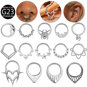 เครื่องประดับเจาะจมูกไทเทเนียม G23 ขายส่ง ต่างหูแฟชั่นรูปหัวงู หัวใจ ห่วงเจาะจมูก - Product Image 1