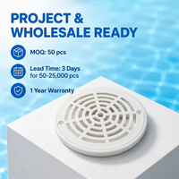 Drain de sol rond en ABS pour piscine GYDACO avec fonction de nettoyage de l'eau, 208 mm, blanc, garantie 1 an, modèle 1030