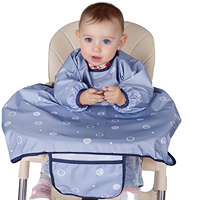 Bavoir-chemise à manches longues pour bébé, couvrant entièrement le corps, imprimé, en viscose/polyester, lavable, unisexe, imperméable