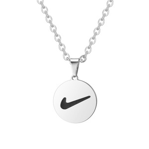 Collana Hiphop in <span class=keywords><strong>argento</strong></span> Hipster personalizzata in acciaio inossidabile piatto tondo corrosione olio gocciolamento materiale principale <span class=keywords><strong>gioielli</strong></span> - Product Image 2