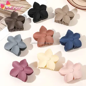 BELLEWORLD wholesale cheap price frosted color trendy claw clips matte hawaiian flower tooth hair claw clip for women girls
