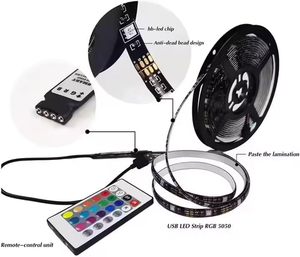 ชุดไฟ LED แบบยืดหยุ่น RGB 5050 พร้อมรีโมท IR 24 ปุ่ม 5V 3 เมตร สำหรับตกแต่งภายในอาคาร สายไฟ USB IP20 - Product Image 5