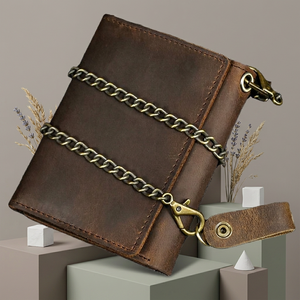 Genuine Leather Anti-Theft Vintage Short Open Closure Trifold <b>Wallet</b> with Transparent Windows for Unisex.Genuine Leather Vintage - Product Image 4