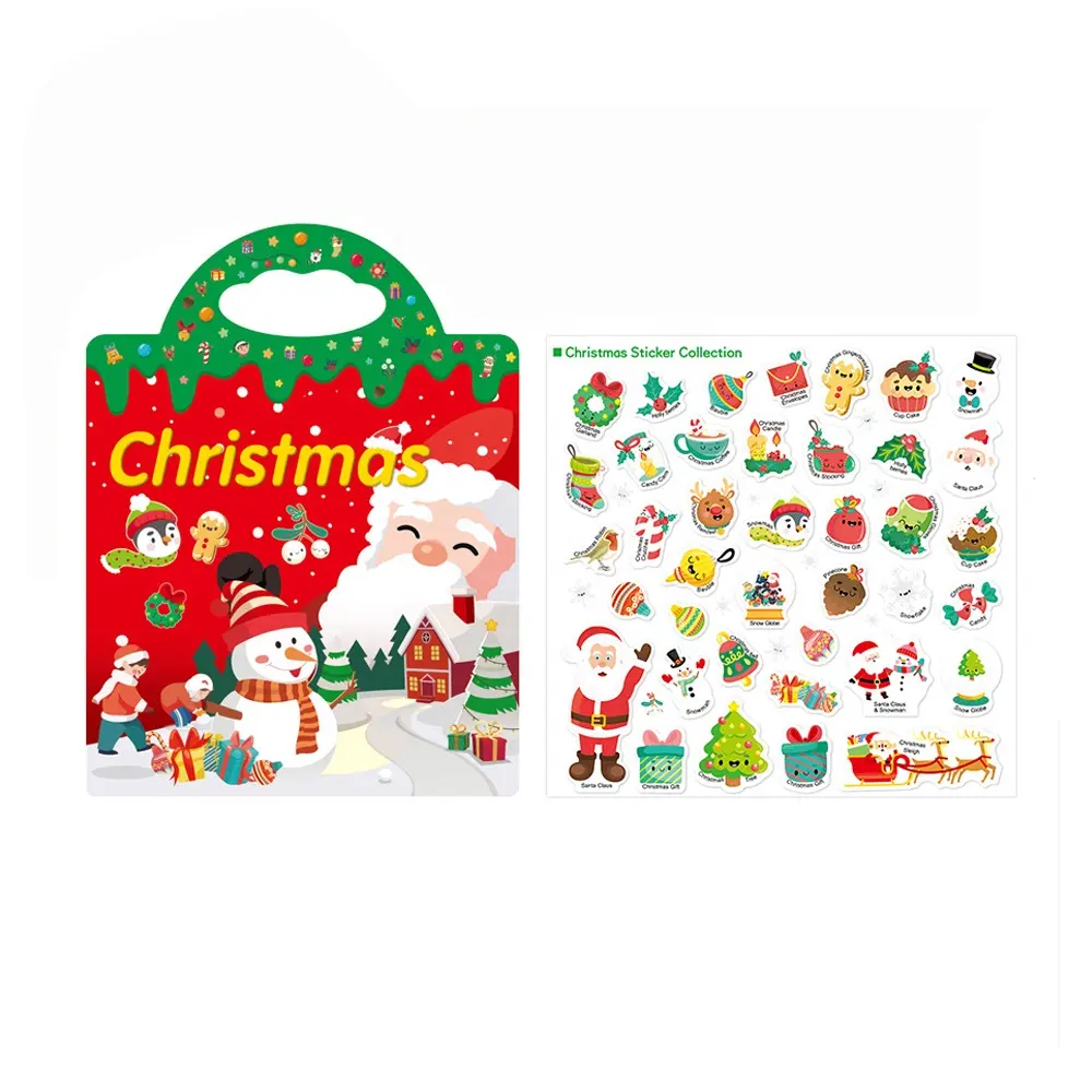 Reusable Sticker Books for Kids Christmas Fun Gift Educational Toys Learning Books Birthday 15 designs Puzzle Game Book