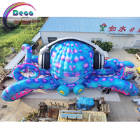 Scène de poulpe gonflable de 10 m de large avec lumières led pour les fêtes de plage, les festivals de musique électronique