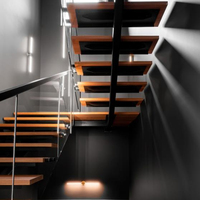 VIKO – escalier en bois en acier, en verre trempé européen gris Mono Stringer