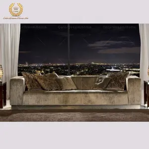 Высококачественный современный набор мебели для гостиной классический серый бархатный диван
