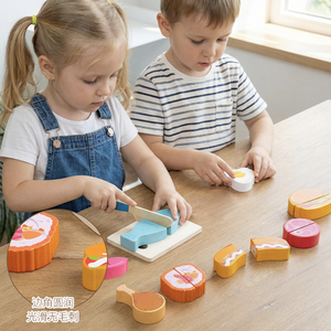 Set di Giocattoli in Legno <span class=keywords><strong>Montessori</strong></span> per Tagliare Frutta e Verdura - Cibo Giocattolo Affettabile con Coltello in Legno per Bambini - Product Image 4
