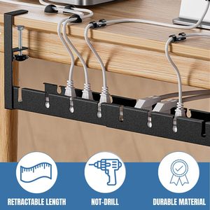 Plateau de gestion de câbles de <span class=keywords><strong>bureau</strong></span> extensible moderne Organisateur de cordon rétractable sans perçage Gestion de câbles extensible en métal pour bureaux - Product Image 3