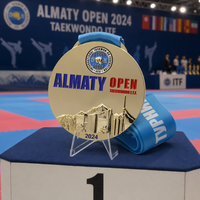 Médaille de Taekwondo personnalisée, ronde, en alliage de zinc plaqué or, avec gaufrage 3D, pour le Championnat ouvert et les tournois d'arts martiaux
