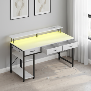 <span class=keywords><strong>Mesa</strong></span> de Computadora Moderna Ajustable para Juegos con Iluminación LED, Soporte de Exhibición con 2 Ganchos, 120x47x90.5 <span class=keywords><strong>cm</strong></span> - Product Image 4