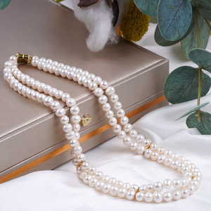 Collana di perle Vintage Zhuji collana di perle d'acqua dolce classica da donna catena di clavicola da donna accessori per gioielli - Product Image 1