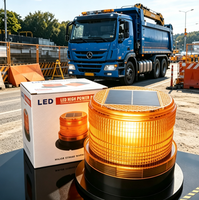 Solarbetriebene rotierende LED-Warnleuchte für Fahrzeuge mit PC-Scheinwerfer, magnetischer Halterung und gelbem Notfallblitz