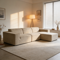 Canapé modulaire en tissu lisse, compressé, en forme de L, convertible à expansion rapide, adapté aux petites maisons, convivial pour les locataires, MOQ 1 pièce, anti-rayures, doux