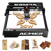 Machine de gravure et de découpe laser CO2 ACMER P1 - Options 10W/20W, système d'assistance pneumatique automatique, contrôle APP/WiFi, haute performance pour caoutchouc et MDF
