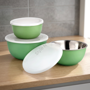 Precio al por mayor, superventas, juego de acero inoxidable Premium 2024 de 3 cuencos Euro aptos para microondas con tapas para servir alimentos - Product Image 2