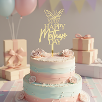 Décorations de gâteau en acrylique réutilisables et écologiques pour la fête des mères, en forme de cœur et de papillon