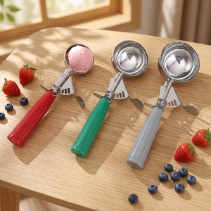 304 Stainless Steel Ice Cream Scoop Trigger Release Multi-Size Colorful Handle Dishwasher Safe for Commercial Kitchen Bakery - Product Image 2
