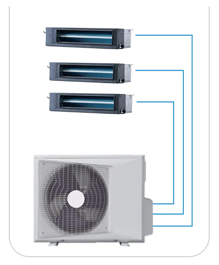 Unités de bobine de ventilateur Fcu cachées horizontales canalisées par serpentin de ventilateur d'eau réfrigérée pour les climatiseurs fendus multizones de chauffage et de refroidissement