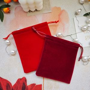 Flexography Velvet Drawstring Pouch Custom Emboss Logo Velvet Gift Bag Jewelry Brooch Storage Bag Jewelry Bag With <b>Ribbon</b> - Product Image 5