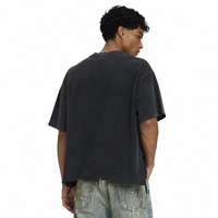 T-shirt Homme en Gros, Grammage Lourd, Délavé à l'Acide, Ourlet Déchiré, Coupe Boxy, Style Vintage Streetwear, T-shirt Vierge pour Impression Graphique
