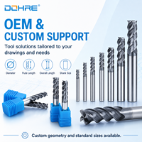 DOHRE Durable HRC45 Fraise à queue carrée en carbure de tungstène à 4 cannelures, taille en pouces, pour routeur CNC, pour le traitement de l'acier