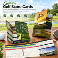 Impression personnalisée de cartes de scores de golf sur papier offset brillant, cartes de scores de jeu OEM ODM, grand volume, publicité promotionnelle