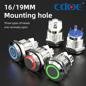 16 मिमी 19 मिमी सामान्य रूप से खुला पुश बटन स्विच धातु स्टेनलेस स्टील 4 पिन रिंग लाइट 3 ए रोबोट नियंत्रण पुशबटन - Product Image 2