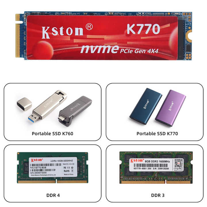 Kston K770 512GB SSD NVMe Gen4 M.2 3D NAND Flash ssd Up to 3900MB/s