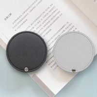 Miroir cosmétique rond portable à la mode pour femmes poche en cuir PU Mini Compact avec fonction rotative pour l'éducation