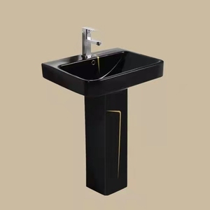 WC Deluxe Baño Artículos sanitarios <span class=keywords><strong>Inodoro</strong></span> de cerámica <span class=keywords><strong>integrado</strong></span> y juego de lavabo Baño <span class=keywords><strong>Inodoro</strong></span> negro dorado - Product Image 5