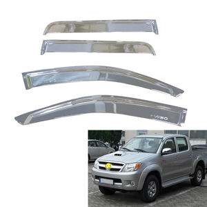Visera de ventana, protección contra la lluvia y el <span class=keywords><strong>sol</strong></span>, Deflector de viento para Toyota 2005-2015 HILUX <span class=keywords><strong>VIGO</strong></span>, visera de <span class=keywords><strong>puerta</strong></span> cromada de plástico ABS - Product Image 1