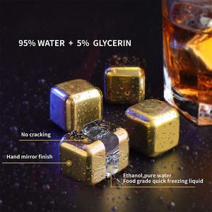 Ensemble de glaçons et de pierres à <span class=keywords><strong>whisky</strong></span> réutilisables en acier inoxydable doré de qualité alimentaire, écologiques et inaltérables, pour petites commandes - Product Image 5