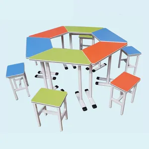 Muebles de escuela de madera para niños, Banco de estudiante, escritorio y silla para escuela